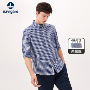 休闲格子衬衣 男长袖 Navigare意大利小帆船秋季 高级感衬衫