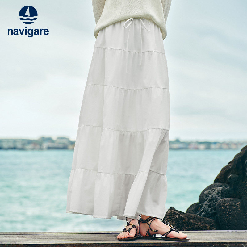 Navigare意大利小帆船白色A字半身裙女2026春夏法式休闲