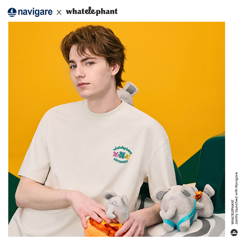 [乜象联名款]Navigare小帆船短袖T恤男女同款夏季休闲宽松