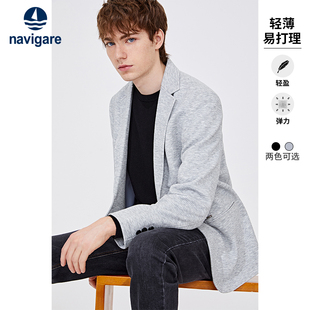 灰色休闲高级感西装 Navigare意大利小帆船新款 西服外套男春季
