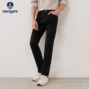 子 百搭保暖小脚裤 Navigare意大利小帆船黑色商务休闲裤 男秋冬新款