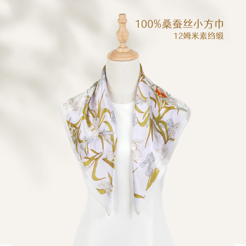100%蚕桑丝真丝围巾丝巾送妈妈老师礼物春款65中方巾高档时尚配饰