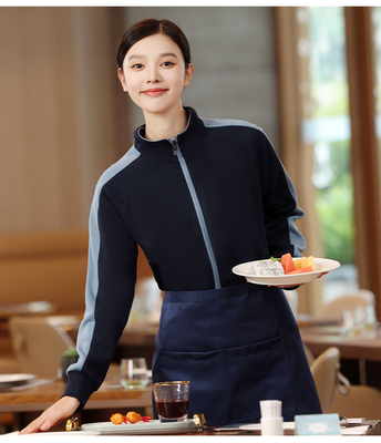 餐饮服务员工作服长袖酒店员工卫衣制服秋冬立领拉链男女