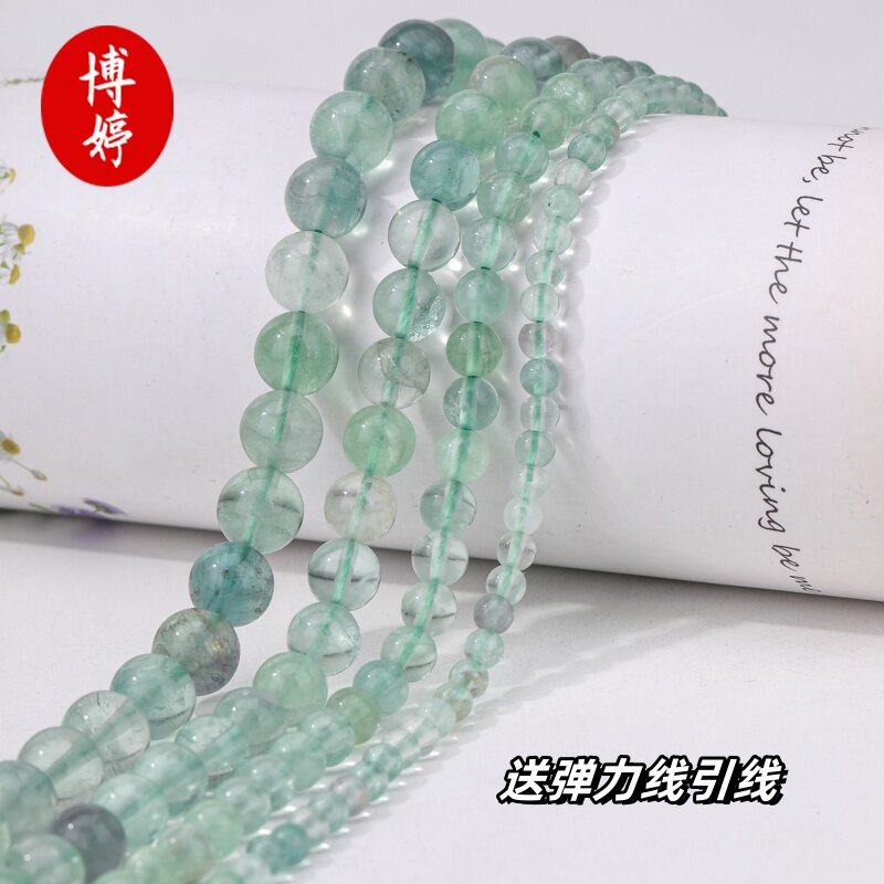 天然绿莹石散珠圆珠通透图片