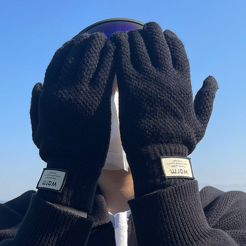 可触屏毛线手套冬季男学