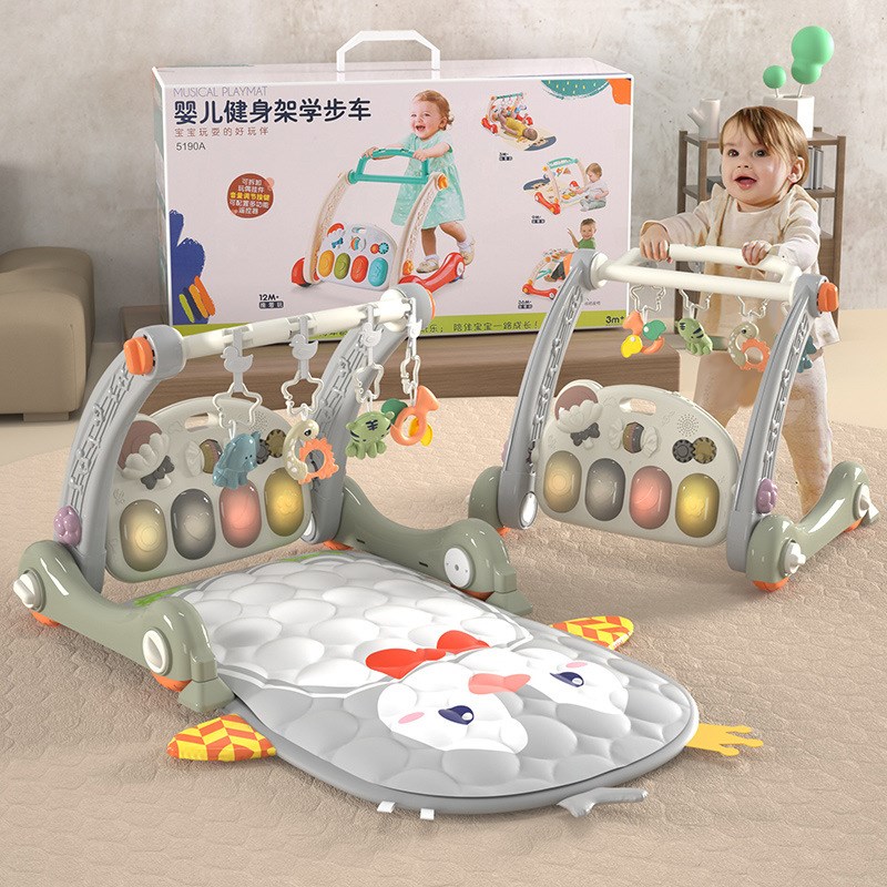 婴幼儿脚踏钢琴多功能健身架宝宝B脚踩音乐玩具二合一学步车手推