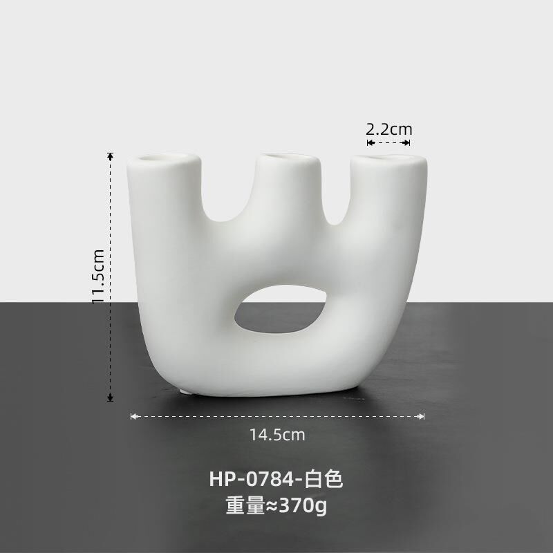 现代简约黑白色几何陶瓷烛台摆件客厅浪漫烛光晚餐V创意餐桌软装