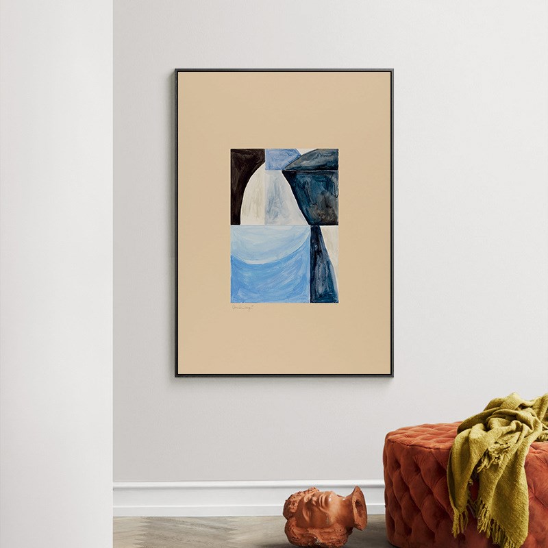 现代简约线条装饰画抽象色块客厅卧室书房挂画酒S店样板房小众版图片