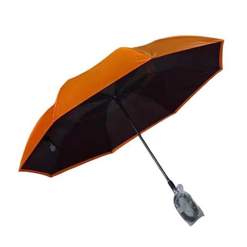 反向伞双层C型免持汽车手动伞 折叠晴雨加大L直杆广告雨伞加印log