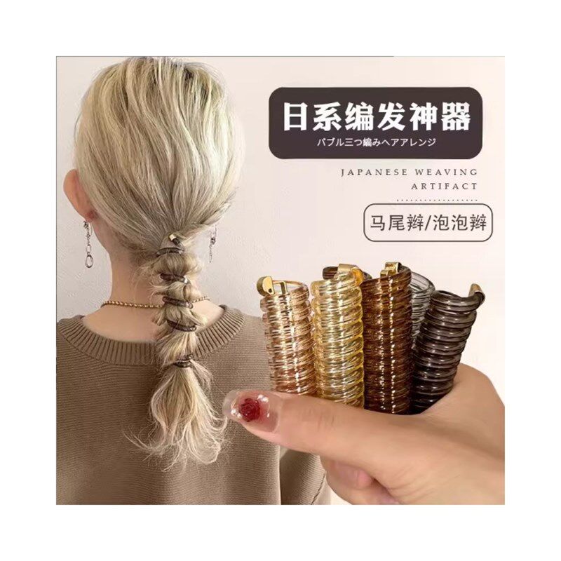 日系头饰束发电话线发圈高弹头绳高颜值马尾发绳百搭发饰头发女