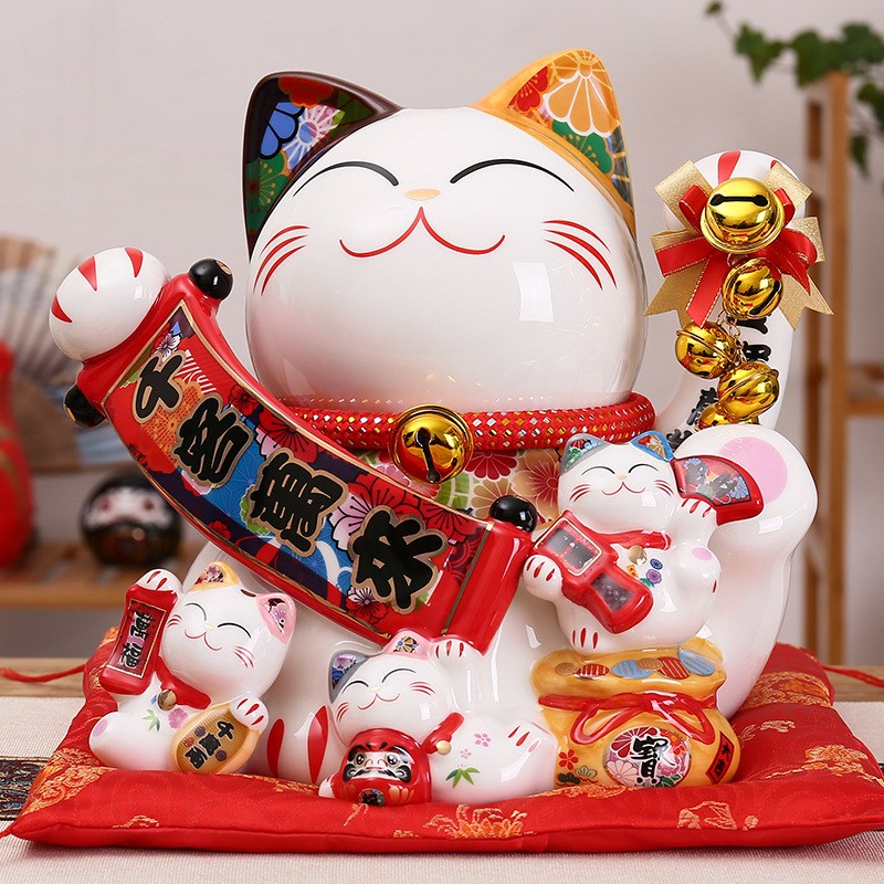 新品福缘猫e千客万来11寸招财猫储蓄罐升迁礼品开业礼物摆件