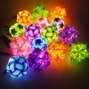 中秋节DIY塑料手工花t灯手提投影灯笼儿童环保玩具手持小夜灯