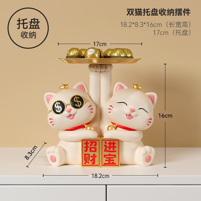招财猫摆件店铺开业礼品超市收银台酒店前台二维码创意收纳装饰品