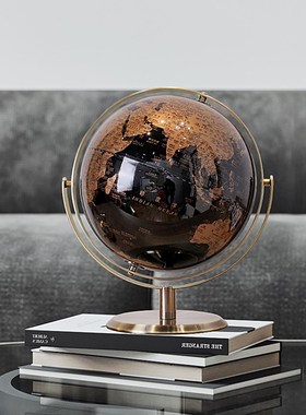 现代轻奢高档地球仪摆件酒柜办公室书房桌面玄关客厅家居软装饰品