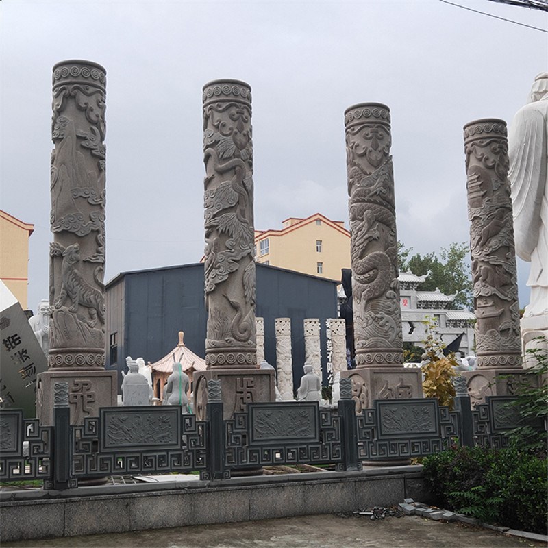 长期销售石雕龙柱 古建祠堂石雕盘龙K柱 户外广场景观文化柱