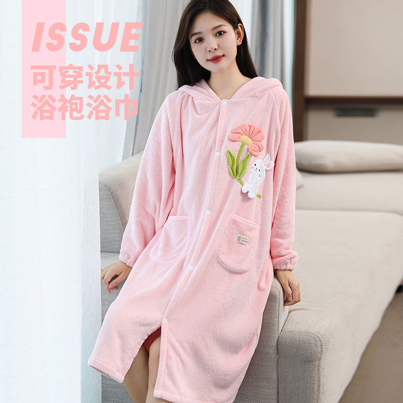 可穿浴巾女斗篷非纯棉大人家用睡袍吸水浴袍速干洗澡裹巾2023新款