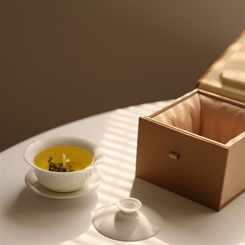 中式盖碗乌e龙茶中秋佳节香薰蜡烛茶叶创意小众礼物伴手礼摆件