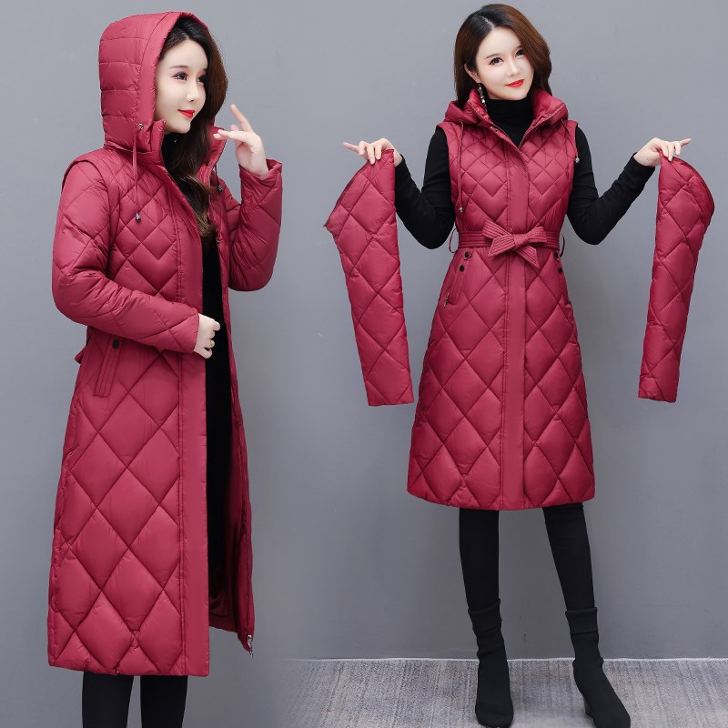2024新款羽绒棉服女中长款过膝棉衣女韩版修身棉袄冬季保暖女外套