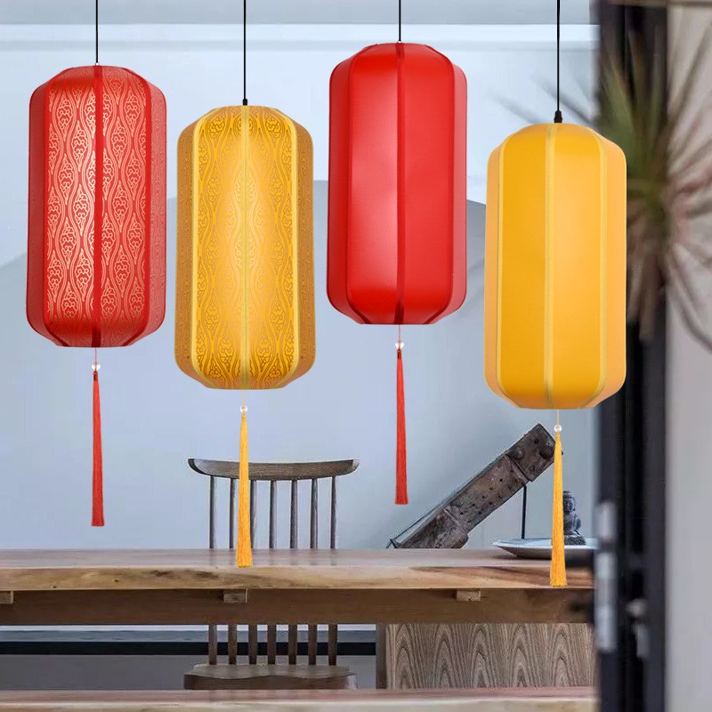 中国风仿古中g式吊灯新中式羊皮灯笼餐厅挂饰户外广告布艺冬瓜灯