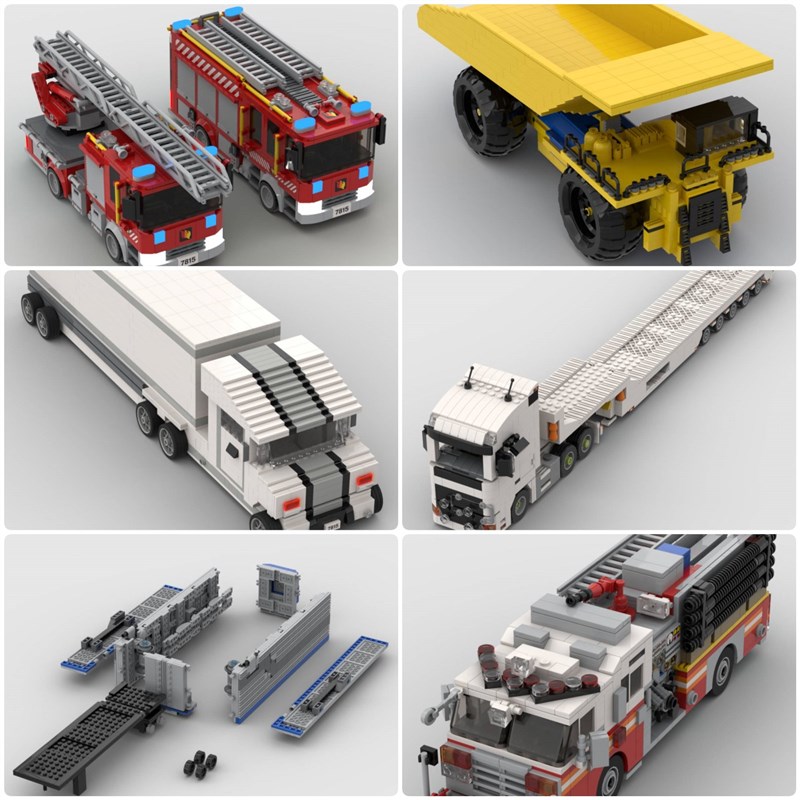 定制积木创意设计儿童玩具翻斗车B消防局消防车卡车超大件货拖车