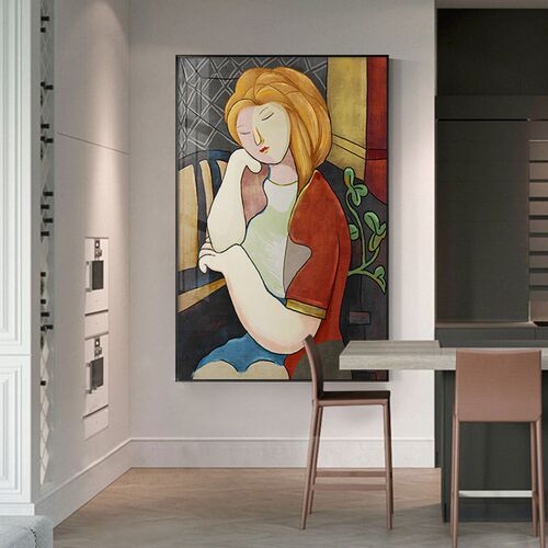 北欧风小众民宿装饰画个性人物客厅餐厅壁K画现代轻奢玄关卧室挂