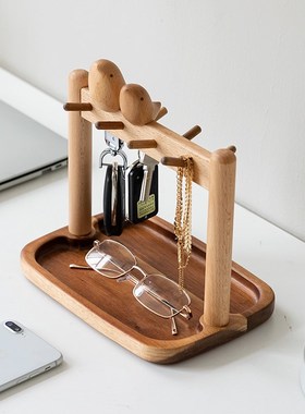 玄关钥匙收纳摆件装饰进门口入户置物架创意挂钩托盘乔迁新居礼品