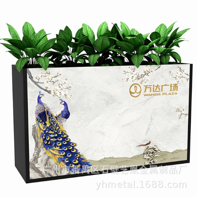 户外铁艺带花架套装花箱 餐厅咖啡店门口绿N植架长方形不锈钢花槽