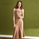 性感鱼尾裙 礼服裙宴会裙修身 香槟色缎面吊带连衣裙女春夏新品 晚装