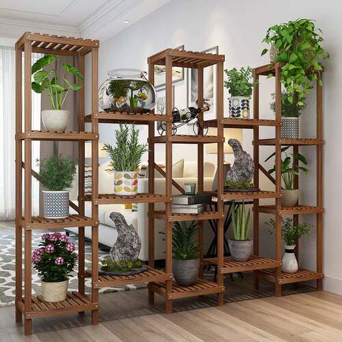 花架置物架木质绿萝植物架隔断室内落地式阳台客厅花架子大花盆架