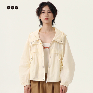 新品 白目自连帽外套女2024春装 小个子穿搭蓝色上衣潮 商场同款