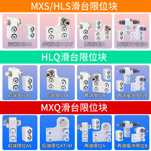气动附件HLQ滑台气缸MXQ限位器限位块HLS/MXS6/8A12AS16AT20AF25B