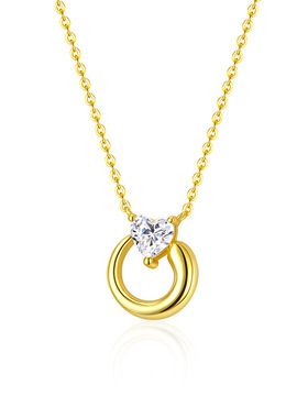 心动告白镶钻爱心项链女S925纯银