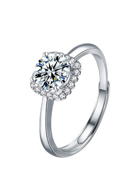 S925纯银莫桑钻戒指女轻奢风简约