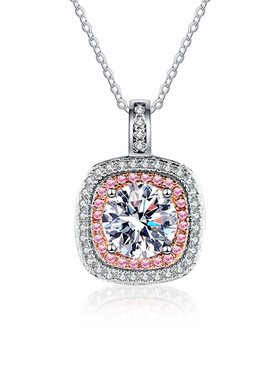 莫桑石方糖吊坠项链饰品女925纯