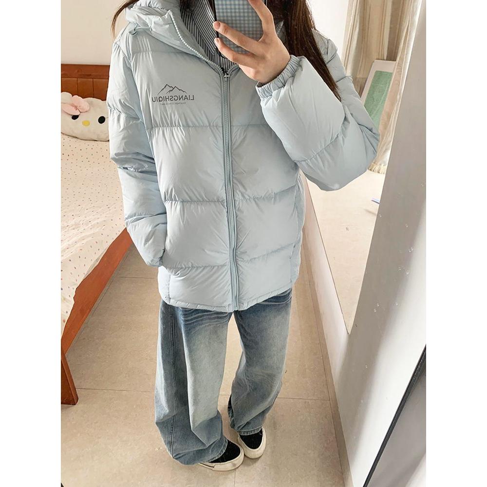 韩系简约休闲减龄复古加厚保暖连帽棉服女2025冬季百搭轻薄面包服