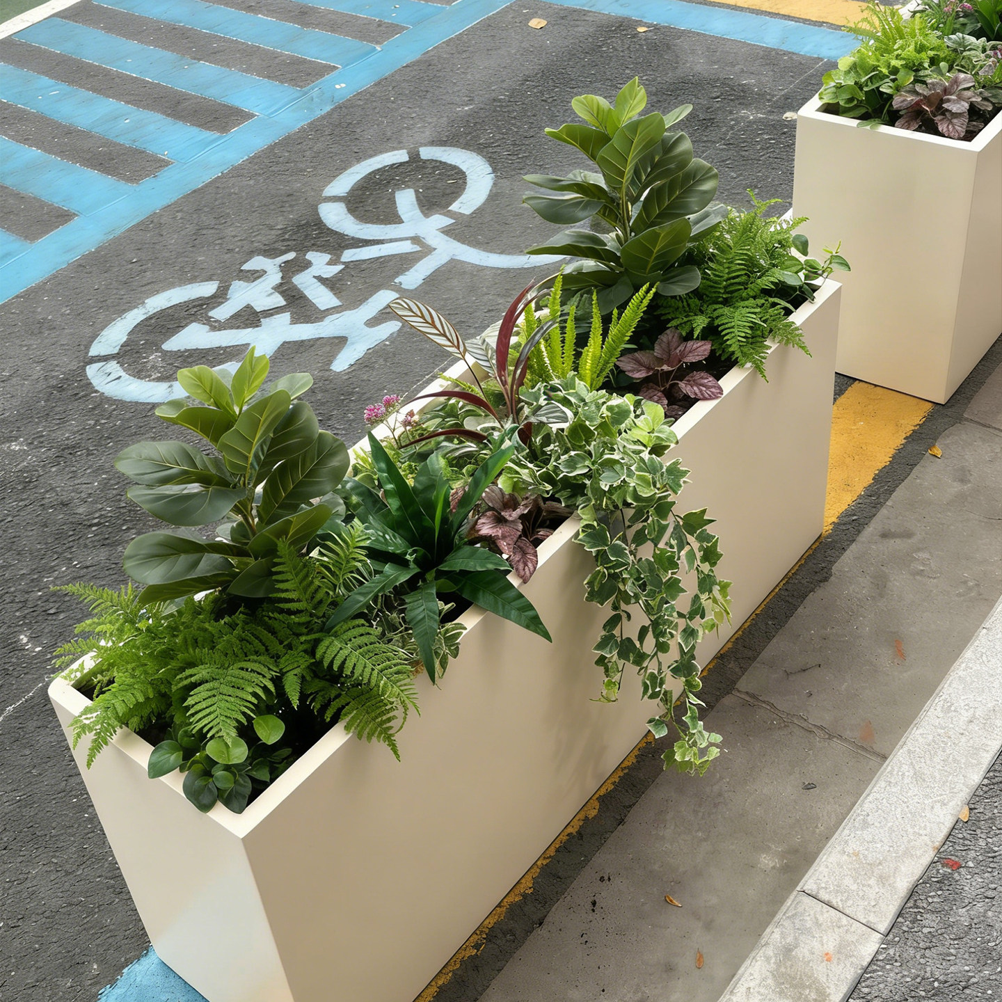 花箱绿植造景组合商业街工程软装图片