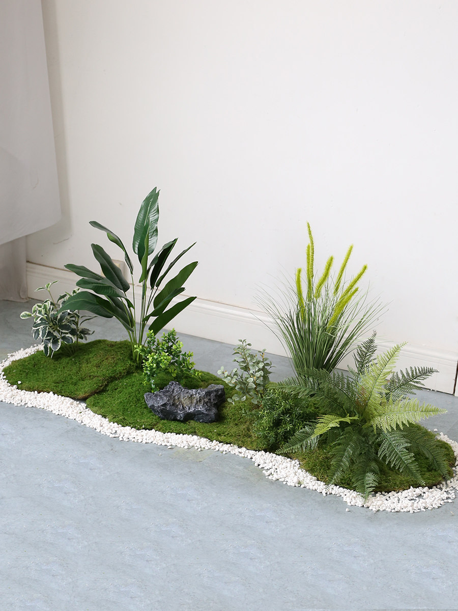 彷真苔藓造景室内假绿植花艺装饰组合楼梯下花槽彷生植物草丛摆件