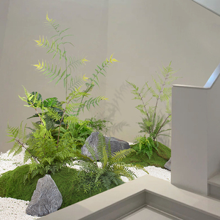 高端轻奢仿真绿植造景楼梯下采光井蕨类植物景观装饰橱窗草坪布置