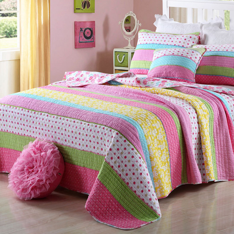 纯棉床盖三件套水洗棉全棉绗缝被空调被可爱公主风韩式加厚压花边,床上用品,床盖,淘宝优惠券,粉丝福利购,淘宝优惠卷