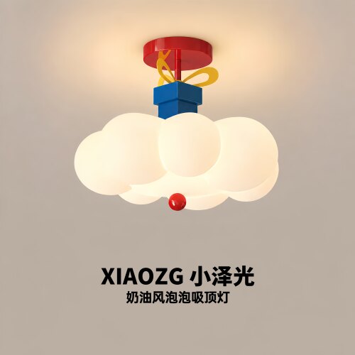 奶油风法式复古儿童房泡泡吸顶灯