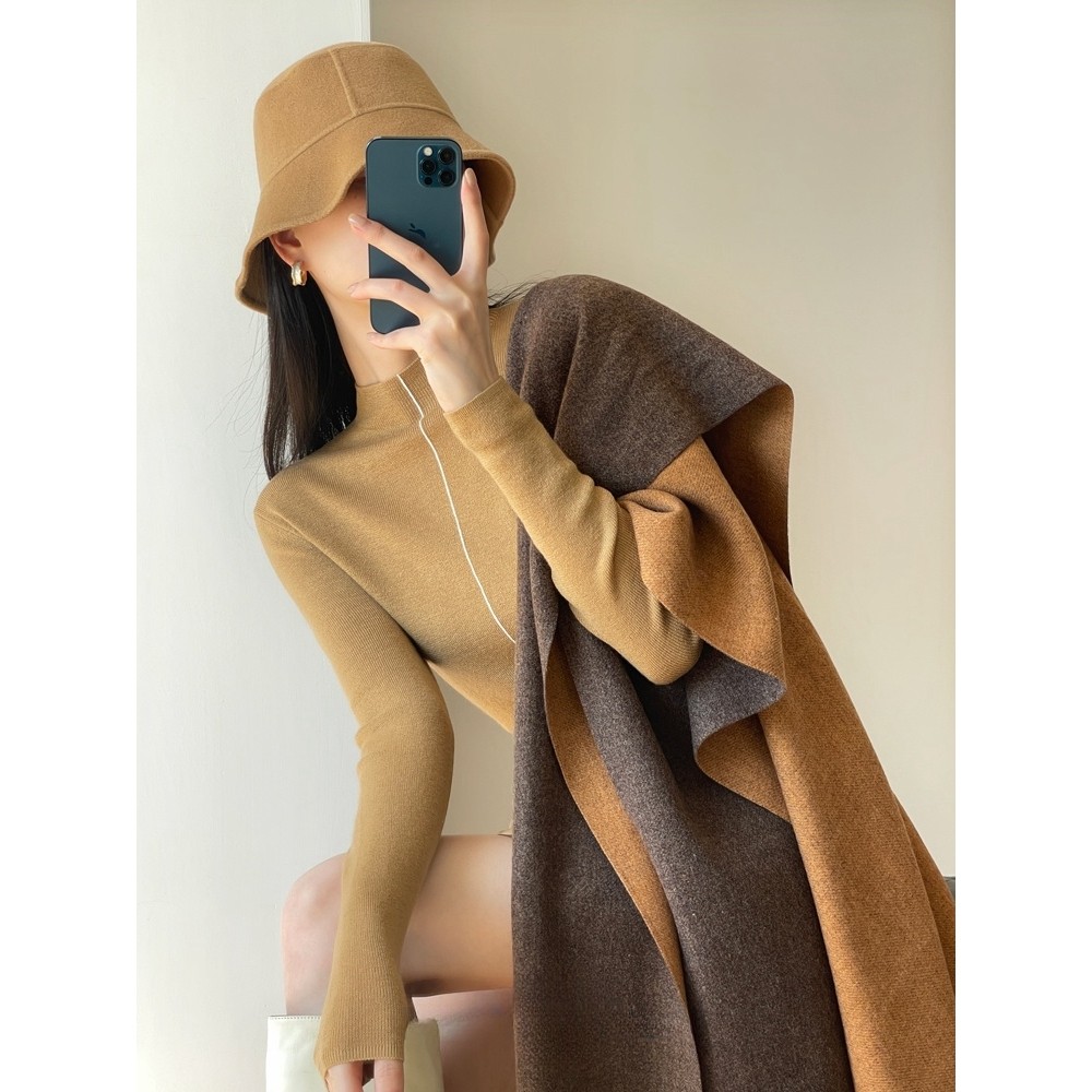 双面加厚纯色围巾女韩版轻奢欧美风情侣高级感仿羊绒保暖披肩围脖