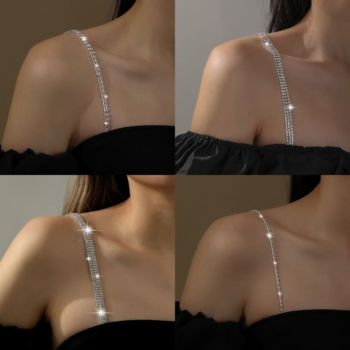 时尚双肩水钻文胸肩带礼服婚纱钻石胸罩内衣肩带一字肩透明吊带女