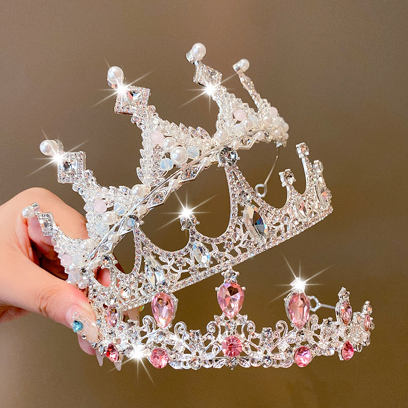 公主皇冠头饰儿童高端水晶发箍女童头箍小女孩生日王冠宝宝发卡