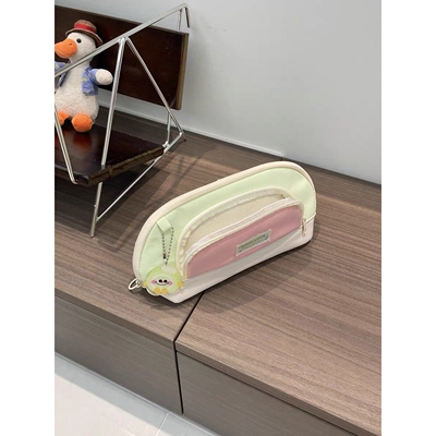 多巴胺撞色笔袋可爱2025新文具小学生简约初中大容量高中生收纳袋