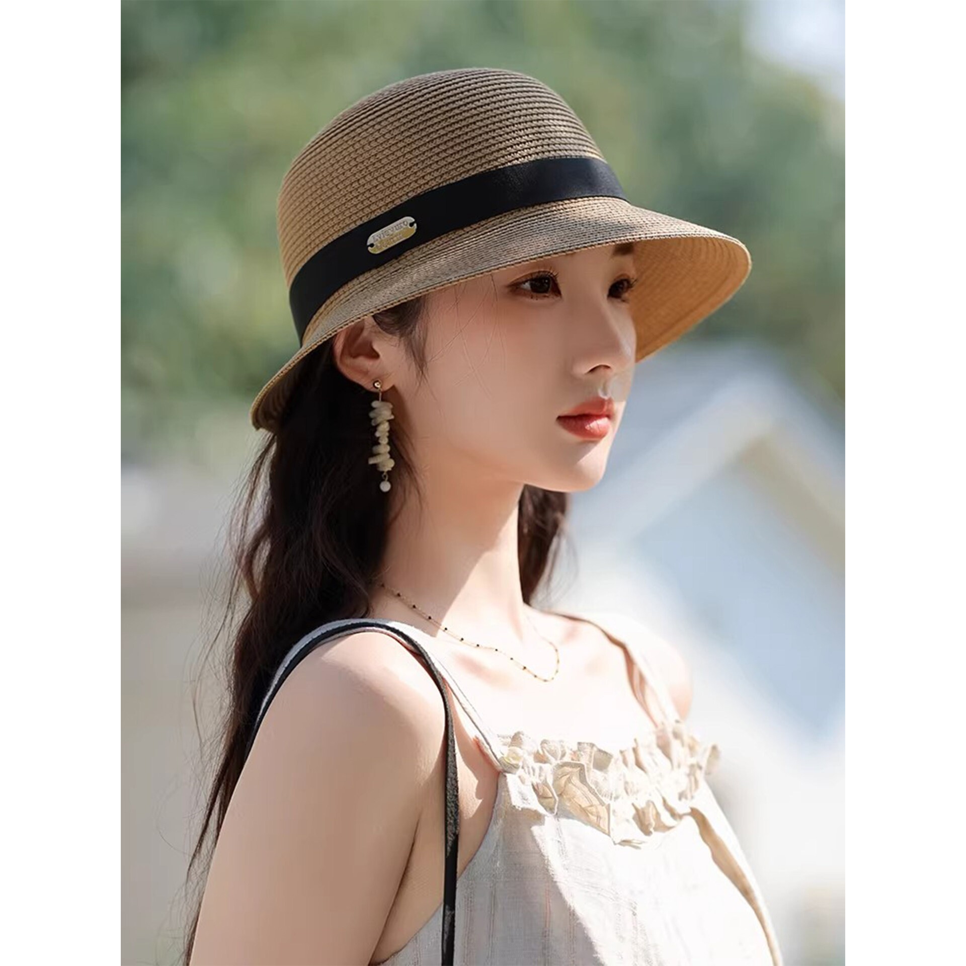 赫本风法式草帽女士2026夏季款时尚优雅小沿遮太阳防晒帽子可折叠