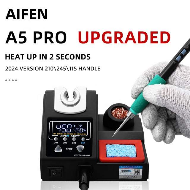 艾芬A5专业120瓦数字焊台使用115/210/245烙铁头烙铁手柄控制快速