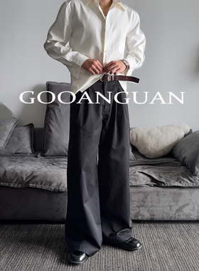 MM1定制水洗斜纹面料松紧带阔腿中腰男直筒宽松长裤baggy休闲西裤