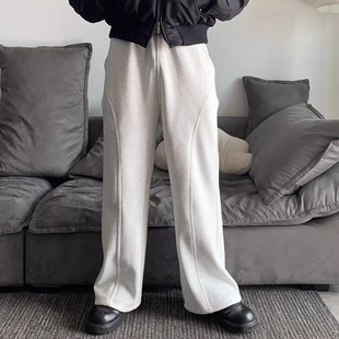 保暖秋冬裤 加绒卫裤 微喇宽松长裤 男冬季 子 斜切解构运动户外休闲裤