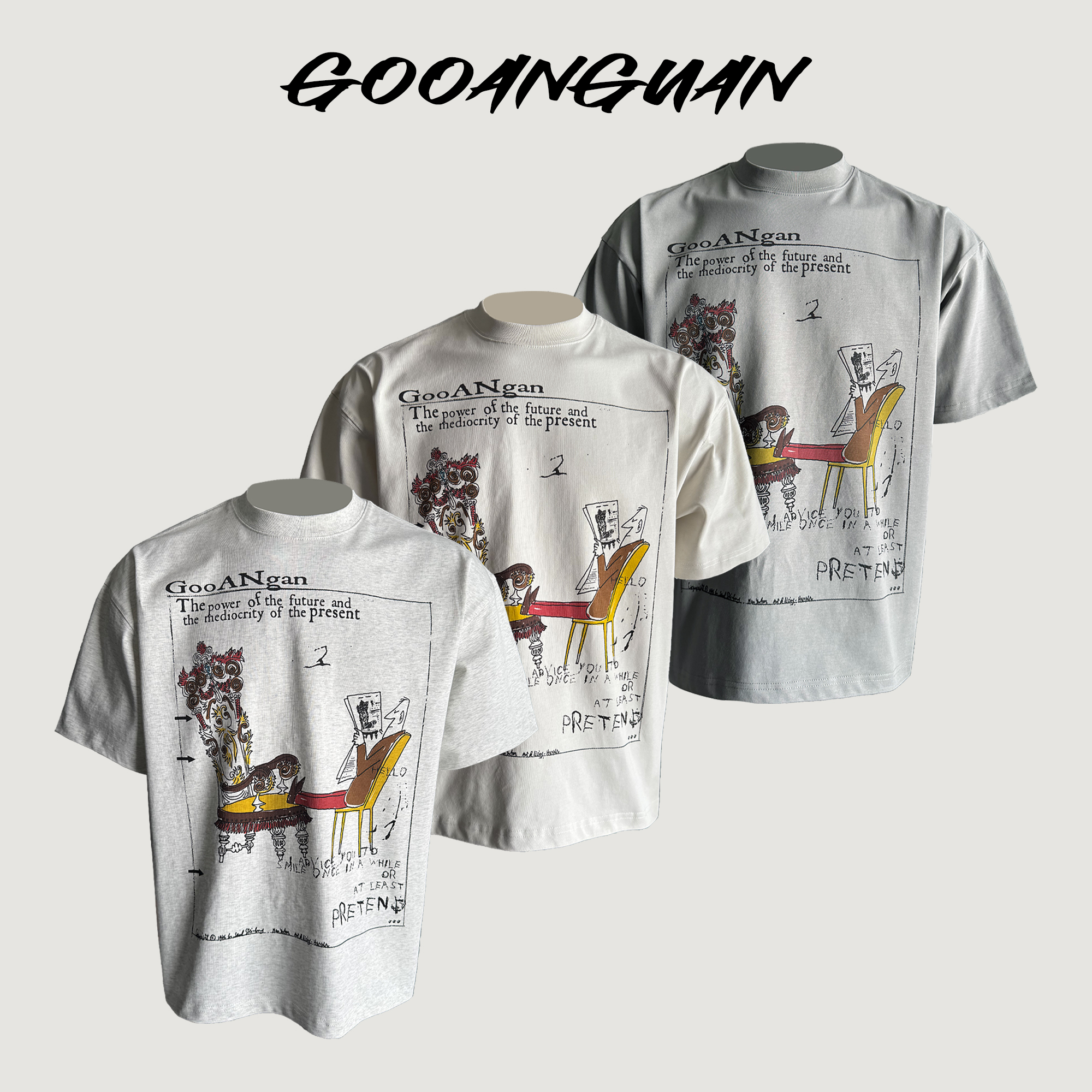 GOOANGUAN美式vintage印花T恤