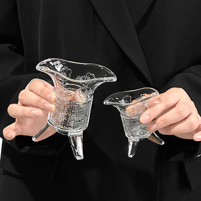 古代帝王杯复古玻璃爵杯酒杯创意白酒杯三足鼎杯秦始皇茶杯酒樽杯